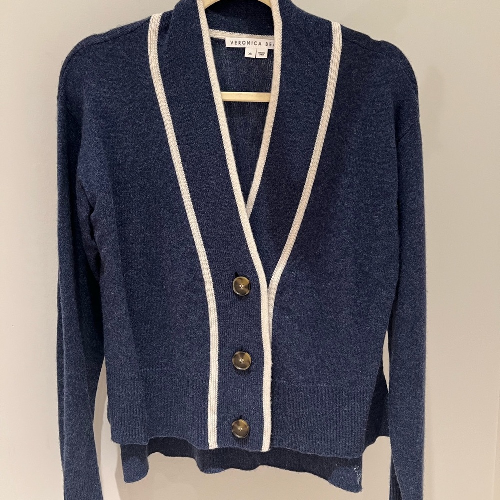 Veronica Beard Navy Cashmere Cardigan